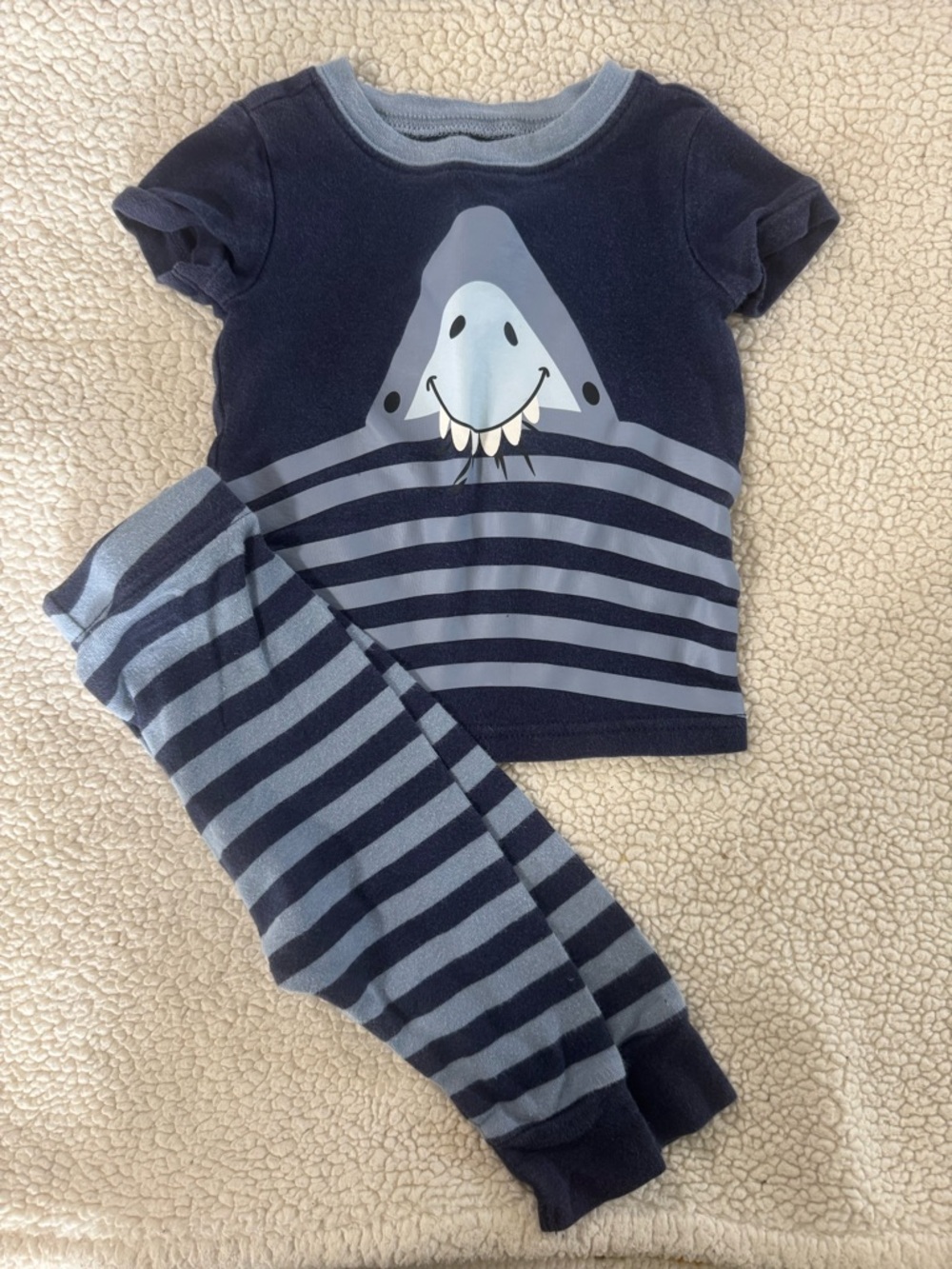 Old Navy Navy and Light Blue Shark Stripe Pajama Set